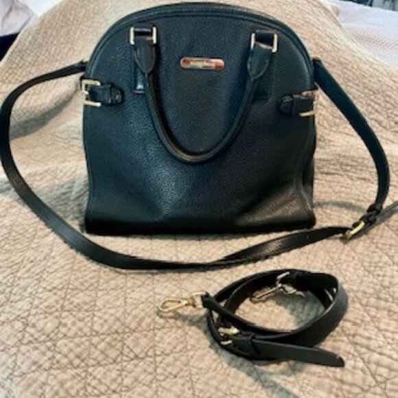 MICHAEL KORS Hutton Black Leather Cross body Domed Satchel - Picture 1 of 4
